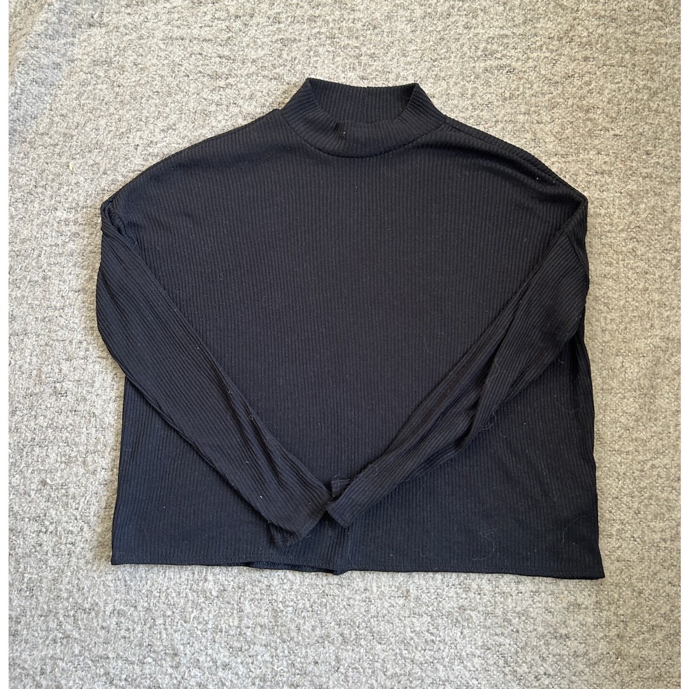 H&M Divided Mockneck Long Sleeve - Lightweight Black, Size Small